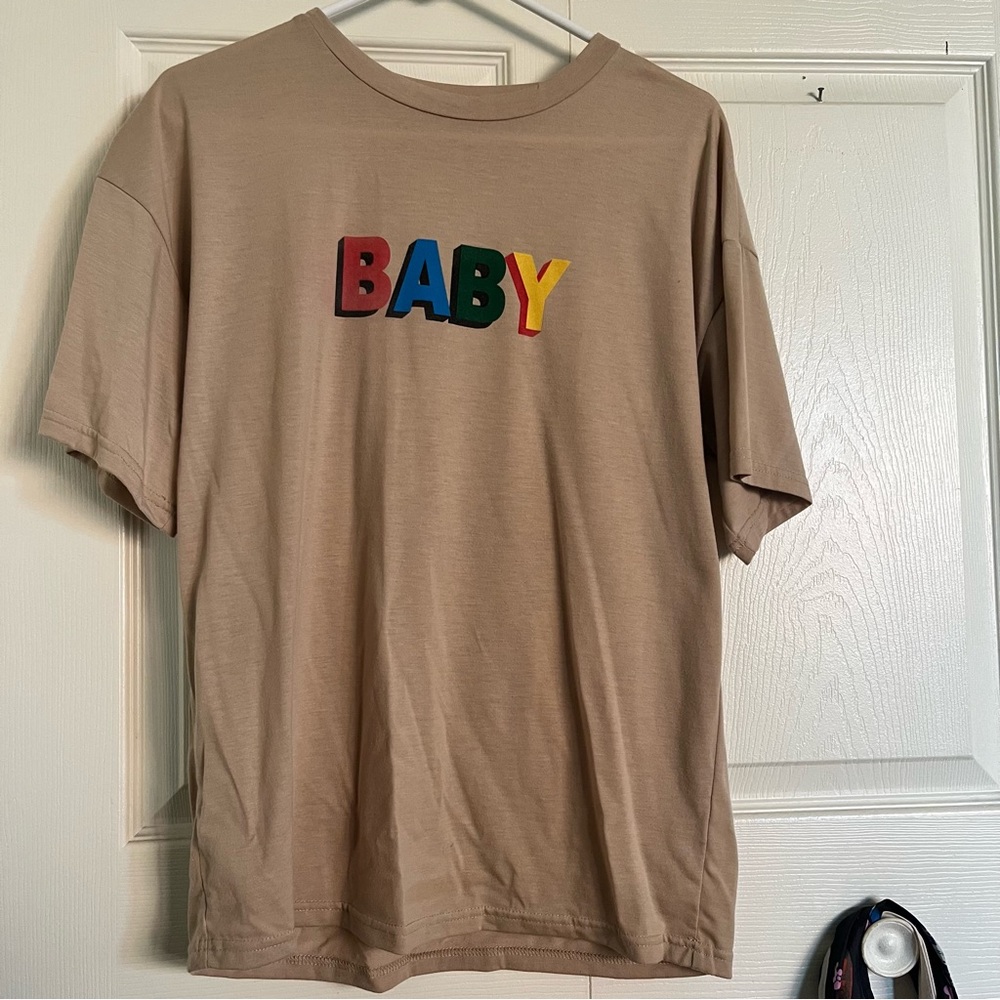 tan oversized short sleeve tshirt